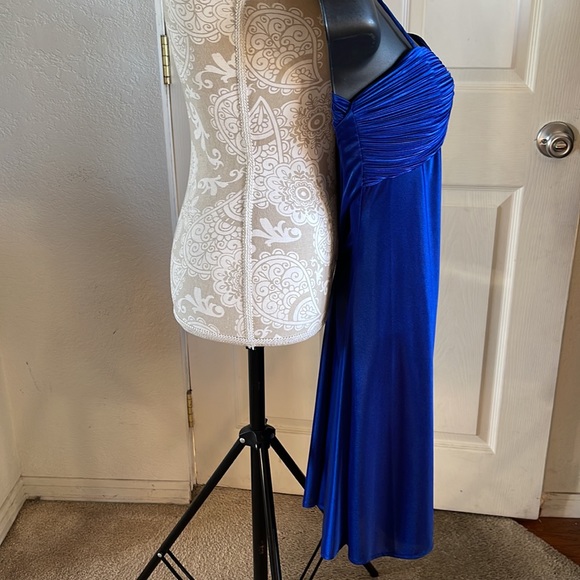 Beautiful Morgan & Co Blue Silk Cocktail Evening Dress in Excellent Condition - Picture 4 of 5